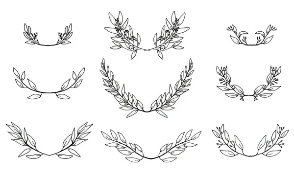 デザインのための手描きの花輪のセット — ストックベクタ