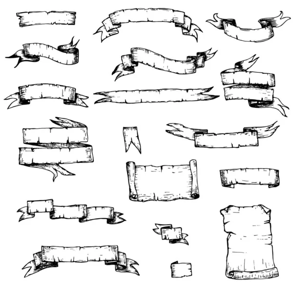 一套手绘复古横幅 — 图库矢量图片