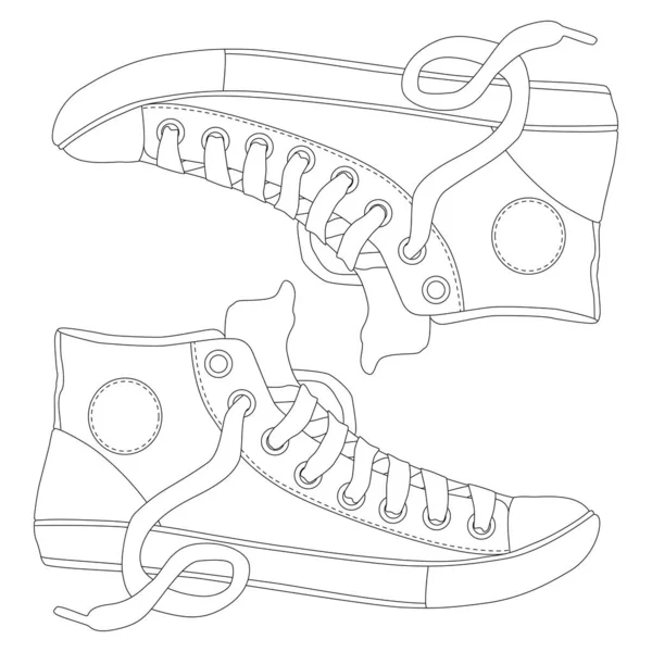 Par de zapatillas dibujadas a mano — Vector de stock