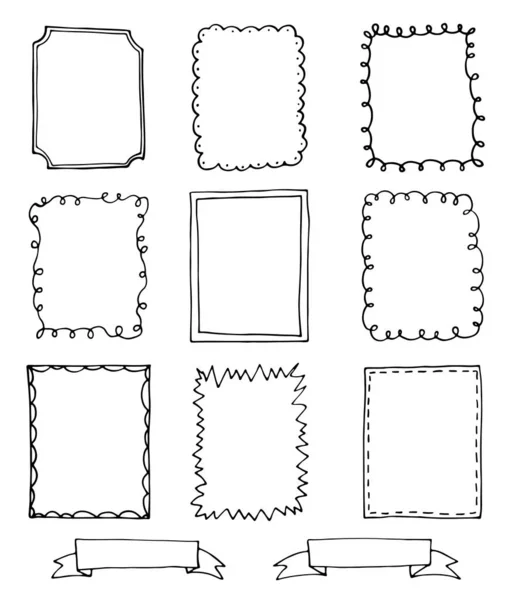 Set di cornici doodle disegnate a mano — Vettoriale Stock