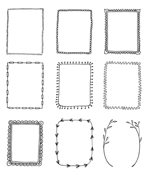 Set handgezeichneter Doodle-Rahmen — Stockvektor