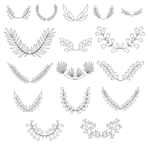 Set of hand drawn laurel wreaths — Stock Vector