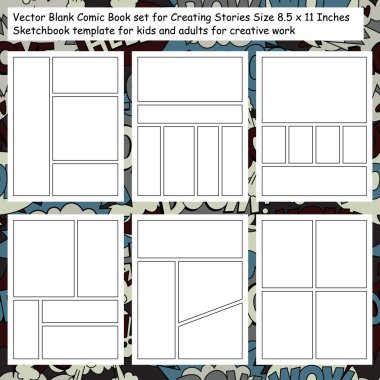 Vektör Boş Çizgi Roman Hikayeler Boyut 8.5 x 11 Inç oluşturma için ayarlayın