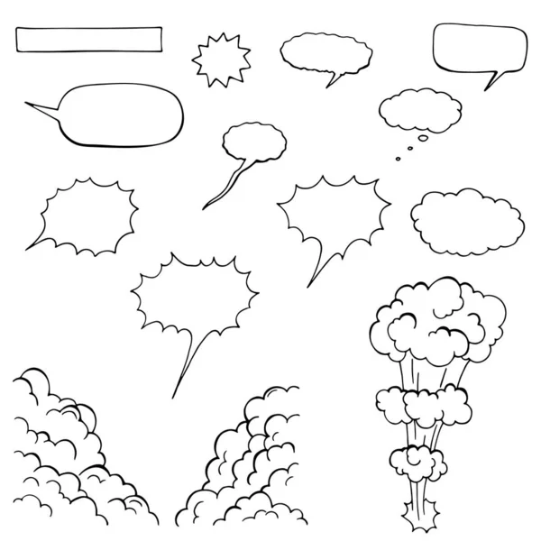 Hand getekende cartoons, doodle set toespraak bubbels — Stockvector