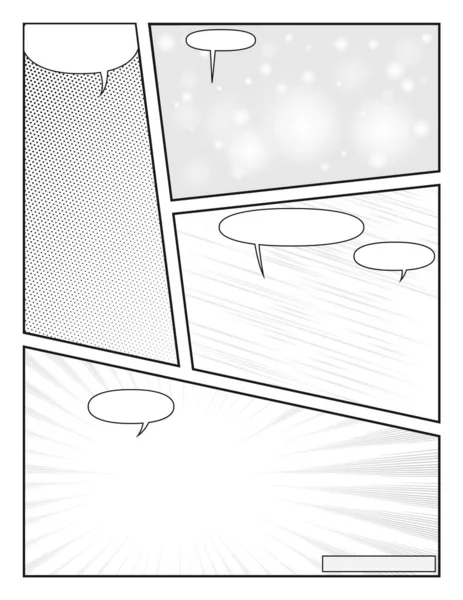 Seitenlayout im Manga-Stil. Vorlage für Storyboard-Layout — Stockvektor