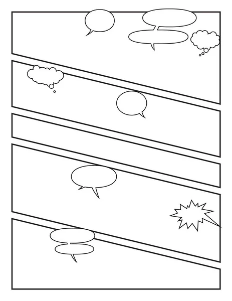 Šablona komiksů pro kreslení článků s polotónové efekty a bublinami řeči — Stockový vektor