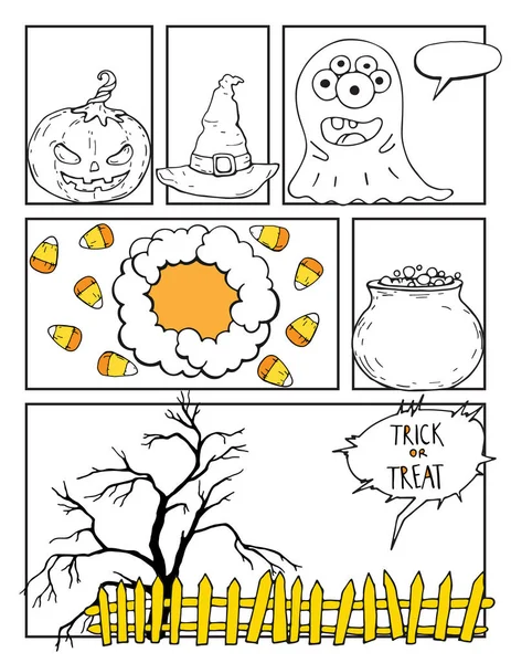 Komik boş düzen şablonu Halloween arka plan — Stok Vektör