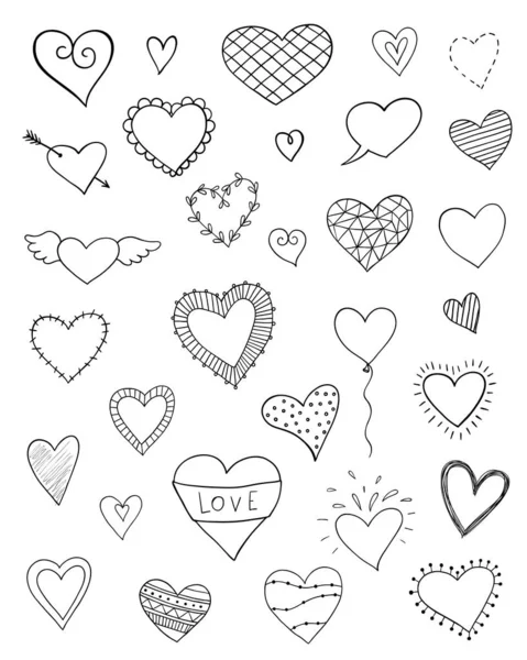 Set of doodle hearts — Stock Vector