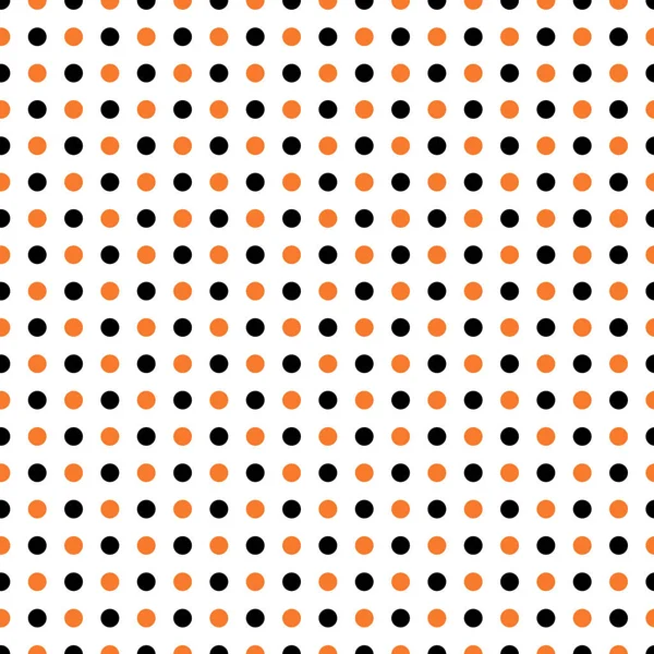 Nahtloses Muster mit orangen und schwarzen Kreisen, Halloween-Hintergrund — Stockvektor