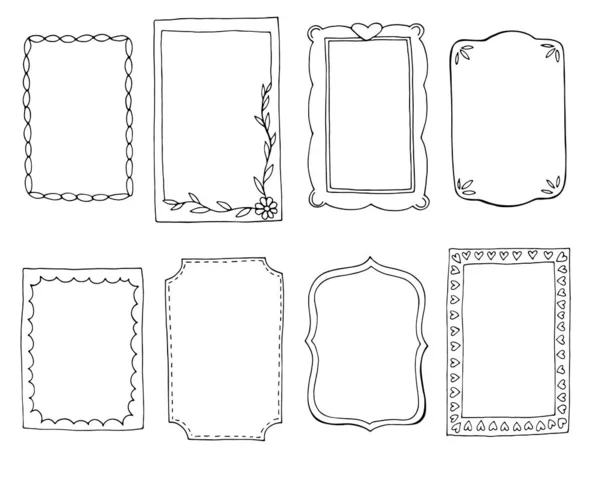 Set handgetekende doodle frames — Stockvector