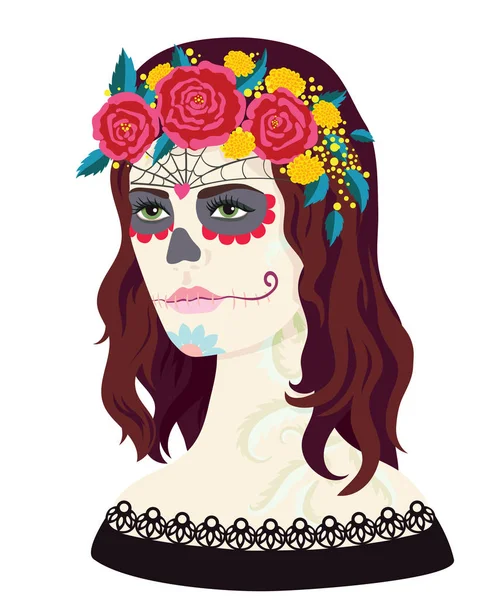Μάσκα θανάτου, Dia de Los Muertos, ημέρα του θανάτου — Διανυσματικό Αρχείο