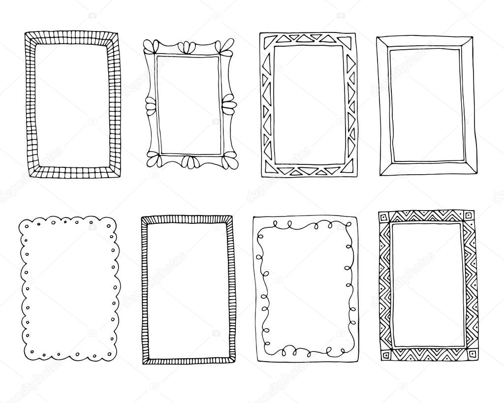 hand drawn vector frames set