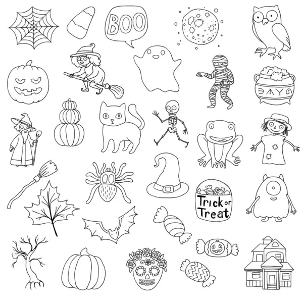 Set dibujado a mano de Halloween — Archivo Imágenes Vectoriales