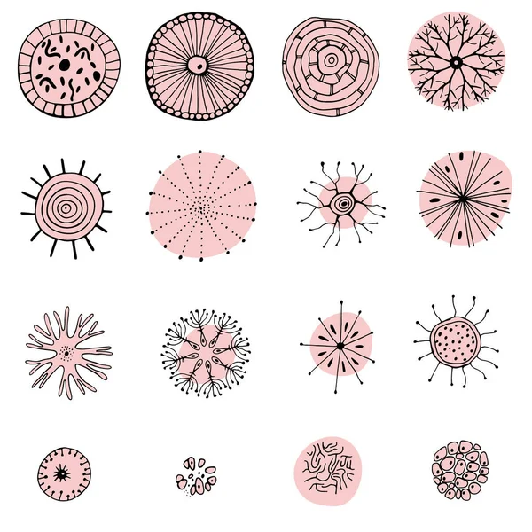 Набір Мальованих Вручну Каракулів Бактерій Вірусів Клітин — стоковий вектор