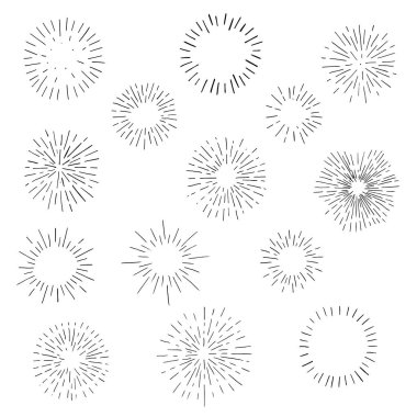 El çizimi Vintage güneş patlaması. 