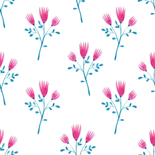 Watercolor Seamless Pattern Wild Flowers — Stock Photo, Image