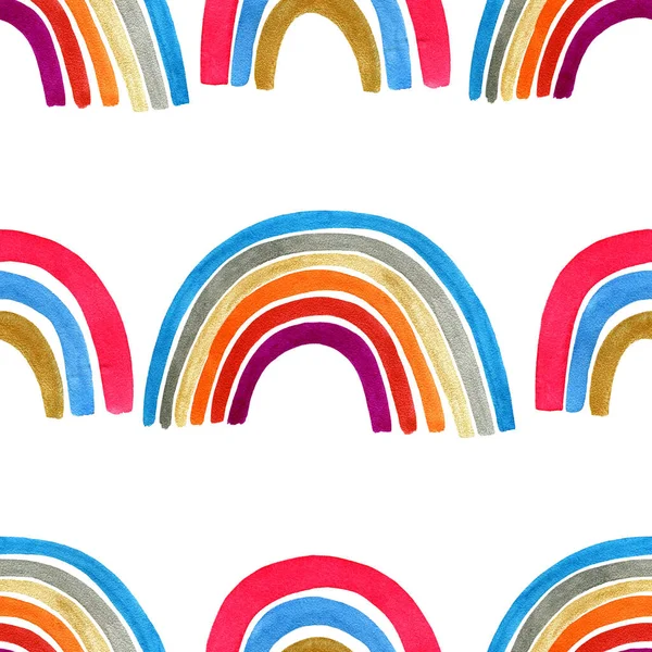 Rainbow Watercolor Seamless Pattern White Background — Stock Photo, Image