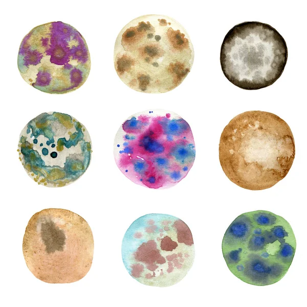 Watercolor Circles Bacteria Mold Fungi — Stock Photo, Image