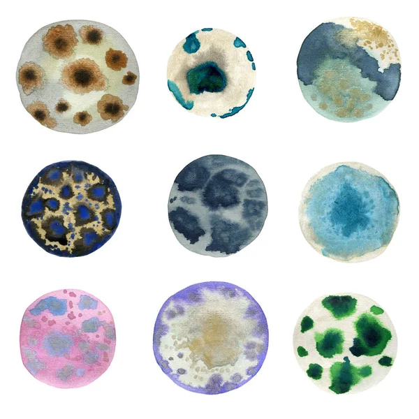 Watercolor Circles Bacteria Mold Fungi — Stock Photo, Image