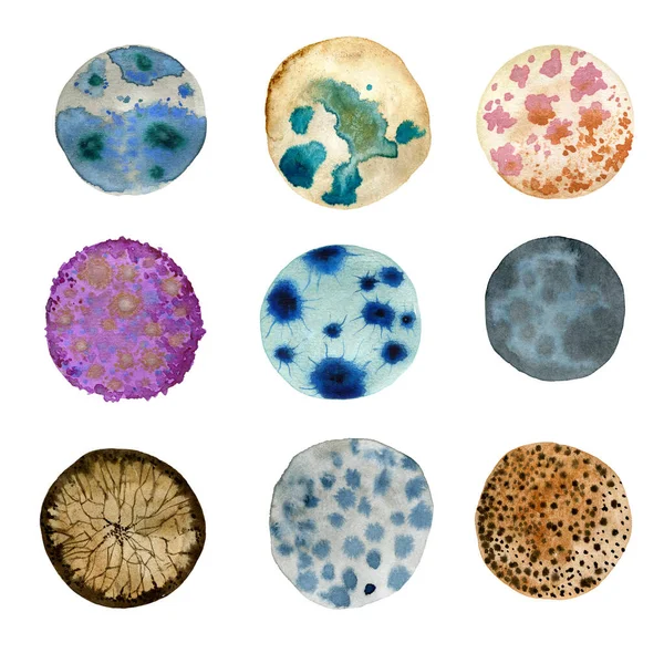 Акварельные Круги Бактериями Плесенью Грибами — стоковое фото