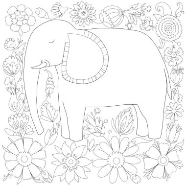 Çiçek arkaplanındaki stres önleyici fil.