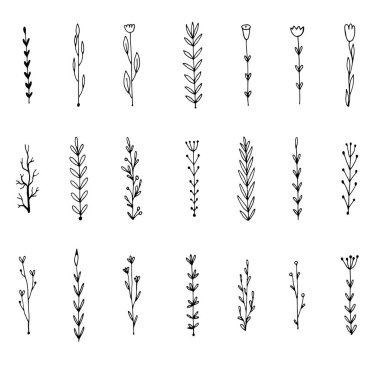 Basit çiçek ve dal karalamaları.