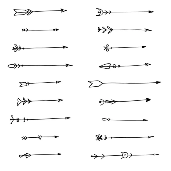 Arrows Tribal Boho Style Design Elements Hand Drawn Arrows Feather — Stock Photo, Image