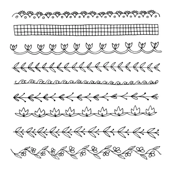 Hand Drawn Vector Border Design Set — Stock Photo, Image