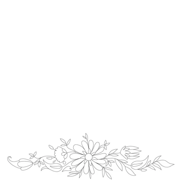 Návrh Stránky Ručně Kresleným Květinovým Vzorem Prázdným Prostorem — Stock fotografie