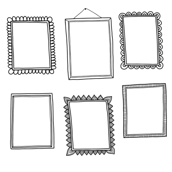 Set Handgetekende Doodle Frames — Stockfoto
