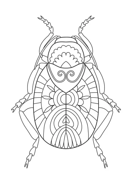 Раскрашивание Страницы Антистрессовая Раскраска Взрослых Ручной Рисунок Жука Абстрактное Насекомое — стоковое фото