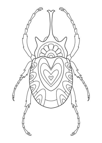 Coloriage Livre Coloriage Stress Pour Adultes Coléoptère Dessiné Main Insecte — Photo