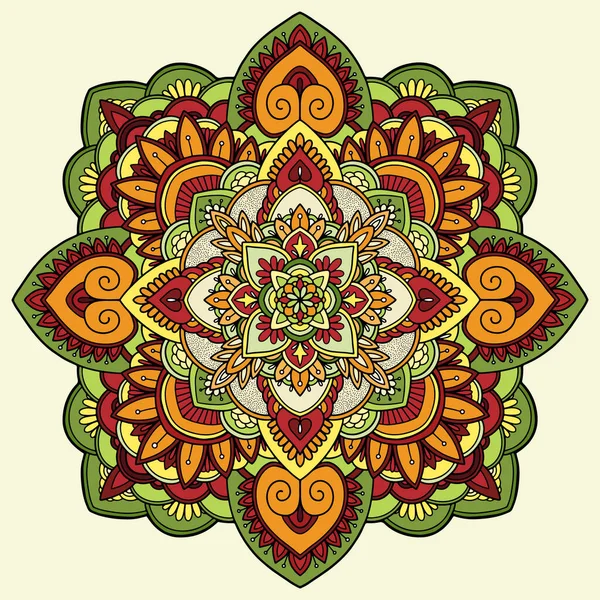 Mão Desenhada Doodle Mandala Mandala Floral Estilo Étnico Ilustração Colorida — Fotografia de Stock