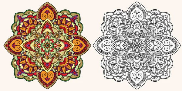 Färgläggningssida Antistress Teckningar För Vuxna Uppkopplad Mandala Skissera Ritning Och — Stockfoto