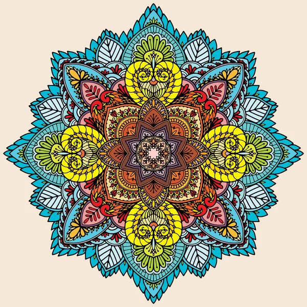 Mão Desenhada Doodle Mandala Mandala Floral Estilo Étnico Ilustração Colorida — Fotografia de Stock