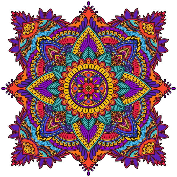 Handritad Doodle Mandala Blommig Mandala Etnisk Stil Färgstark Illustration — Stockfoto