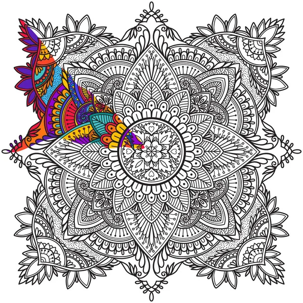 Färg Sida Bok Mandala Med Ett Exempel Färg — Stockfoto