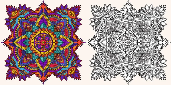 Färgläggningssida Antistress Teckningar För Vuxna Uppkopplad Mandala Skissera Ritning Och — Stockfoto