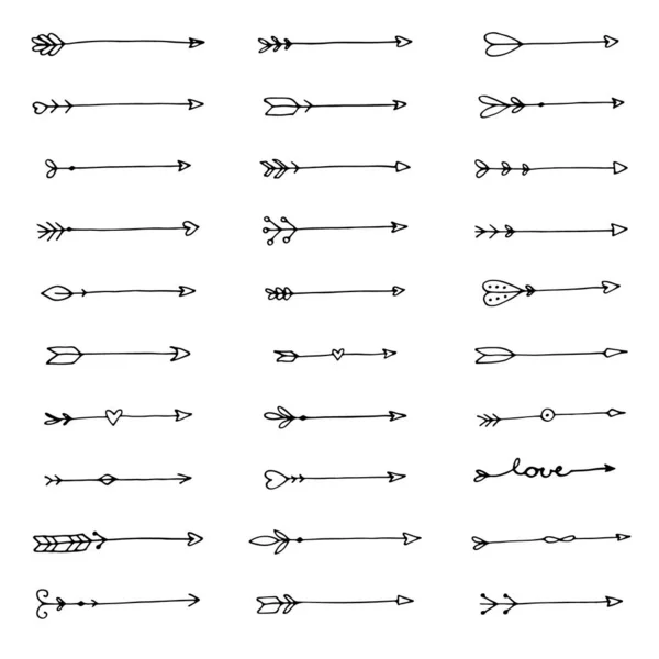 Hand Drawn Doodle Arrows Set — Stock Vector