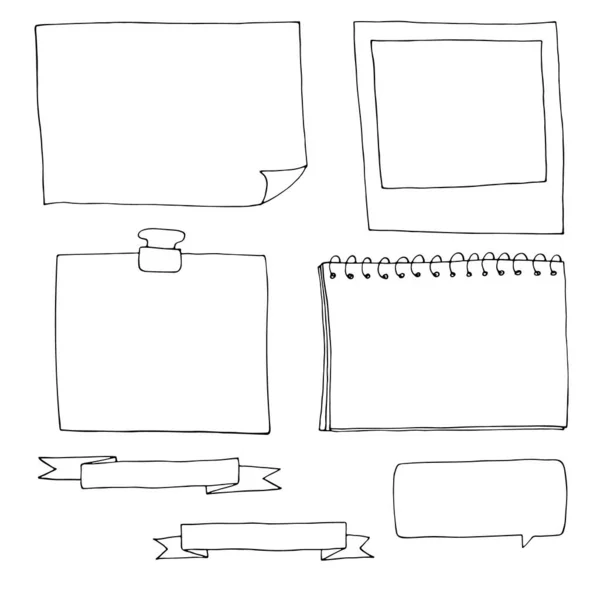 Conjunto Quadros Doodle Para Organizar Entradas Diário Estilo Cartoon —  Vetores de Stock