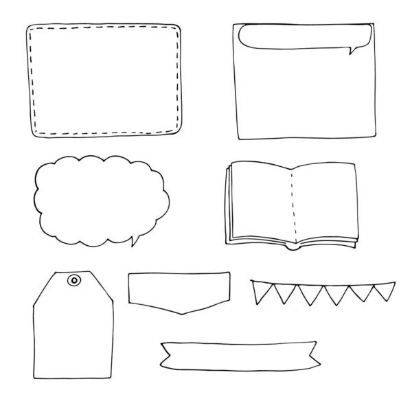 Conjunto Marcos Elementos Dibujados Mano Para Cuaderno — Archivo Imágenes Vectoriales
