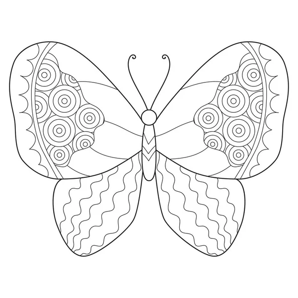 Rug Witte Hand Getrokken Vlinder Witte Achtergrond — Stockvector