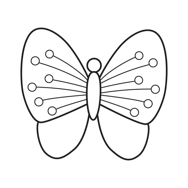 Linda Mariposa Sobre Fondo Blanco Página Para Colorear Para Niños — Vector de stock