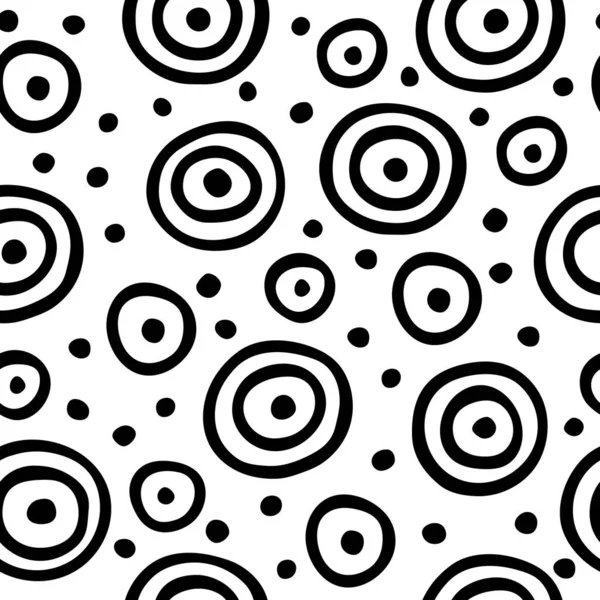 Nahtloses Vektormuster Mit Handgezeichneten Schwarzen Kreisen — Stockvektor