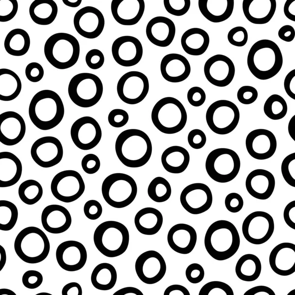 Noir Blanc Motif Doodle Sans Couture Cercles Noirs Sur Fond — Image vectorielle