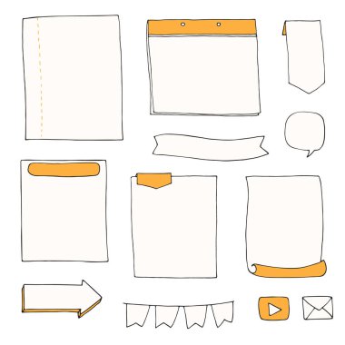 Organizasyon notları, karalama çerçeveleri.