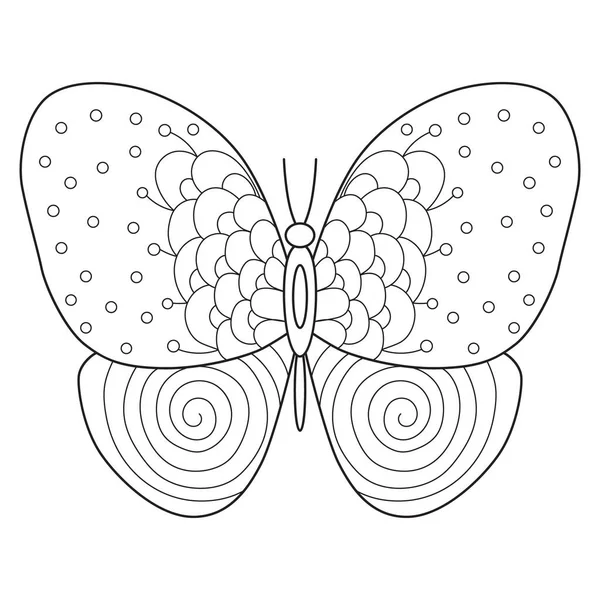 Handgezeichneter Schmetterling Erwachsene Malbuch Seite — Stockfoto
