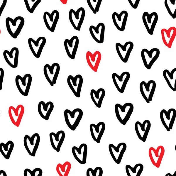 Nahtloses Muster Mit Handgezeichneten Doodle Herzen — Stockfoto