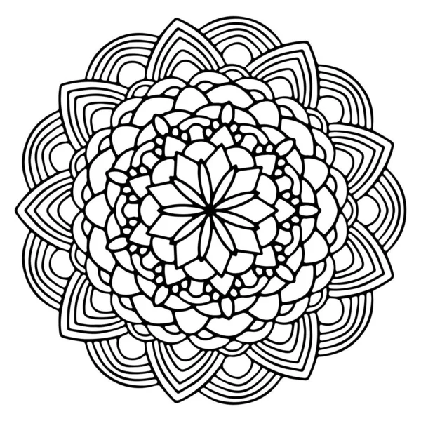 Mandala Preto Branco Desenhado Mão — Fotografia de Stock