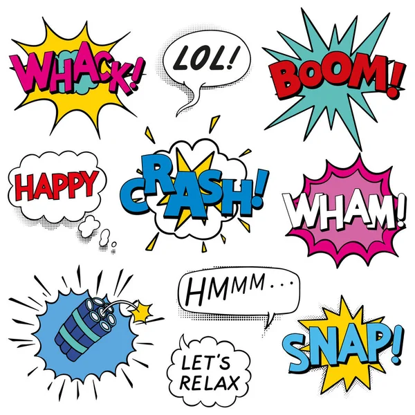 Comic Book Speech Bubbles Pop Art Stil Comic Ausdruck Klingt — Stockfoto